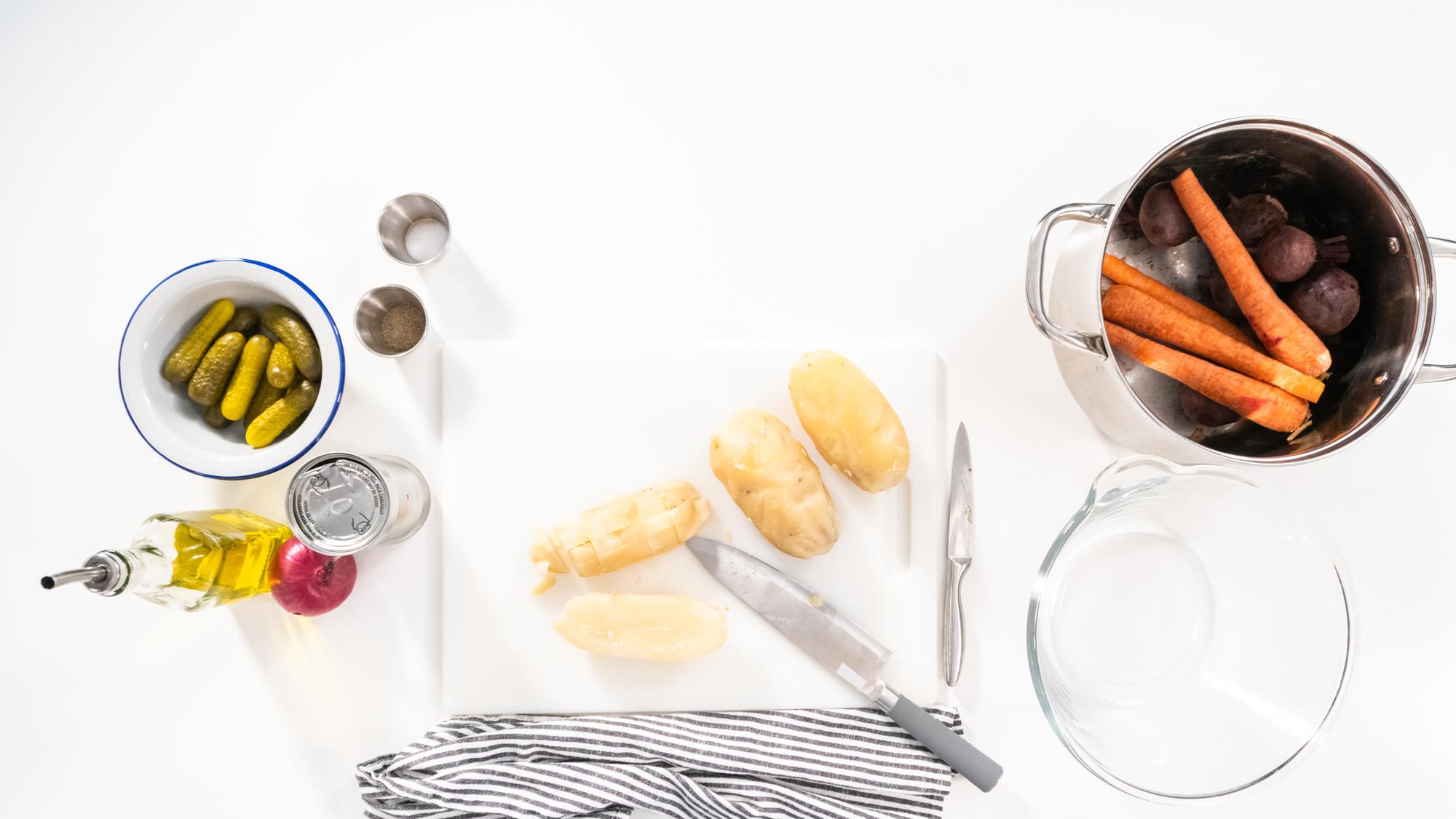 Measured ingredients laid out on tabletop